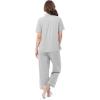 Fruit of the Loom Women’s Pipped Button Down Sleep Set(Light Grey Heather)