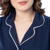 Fruit of the Loom Women’s Pipped Button Down Sleep Set(Navy)