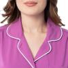 Fruit of the Loom Women’s Pipped Button Down Sleep Set(Radiant Orchid)