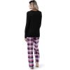 Fruit of the Loom Women’s Waffle V-Neck Top(Black/Berry Plaid)