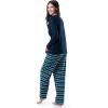 Fruit of the Loom Women’s Waffle V-Neck Top(Midnight Blue/Blue Sea Stripe)