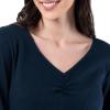 Fruit of the Loom Women’s Waffle V-Neck Top(Midnight Blue/Blue Sea Stripe)