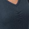 Fruit of the Loom Women’s Waffle V-Neck Top(Midnight Blue/Starflake)