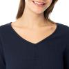 Fruit of the Loom Women’s Waffle V-Neck Top(Navy/Holiday Plaid)
