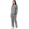 Fruit of the Loom womens Long Sleeve Tee and Pant 2 Piece Sleep Set(Heather Grey)