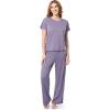 Fruit of the Loom Women’s Drop Shoulder Tee and Convertible Waist Sleep Set(Dusk)