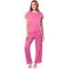 Fruit of the Loom Women’s Drop Shoulder Tee and Convertible Waist Sleep Set(Pink)