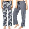 Fruit of the Loom Womens Fleece Sleep Pajama Pant, 2 Pack(Heather Grey/Camo)