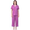 Fruit of the Loom Women’s Pipped Button Down Sleep Set(Radiant Orchid)