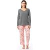 Fruit of the Loom Women’s Waffle V-Neck Top(Heather Grey/Snowy Trees)