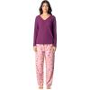 Fruit of the Loom Women’s Waffle V-Neck Top(Purple/Fluffy Trees)