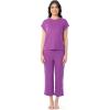 Fruit of the Loom womens Dolman Sleeve and Cropped Pant Sleep Set(Fuchsia)