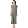 Fruit of the Loom womens Dolman Sleeve and Cropped Pant Sleep Set(Grey)