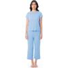 Fruit of the Loom womens Dolman Sleeve and Cropped Pant Sleep Set(Urban Blue)