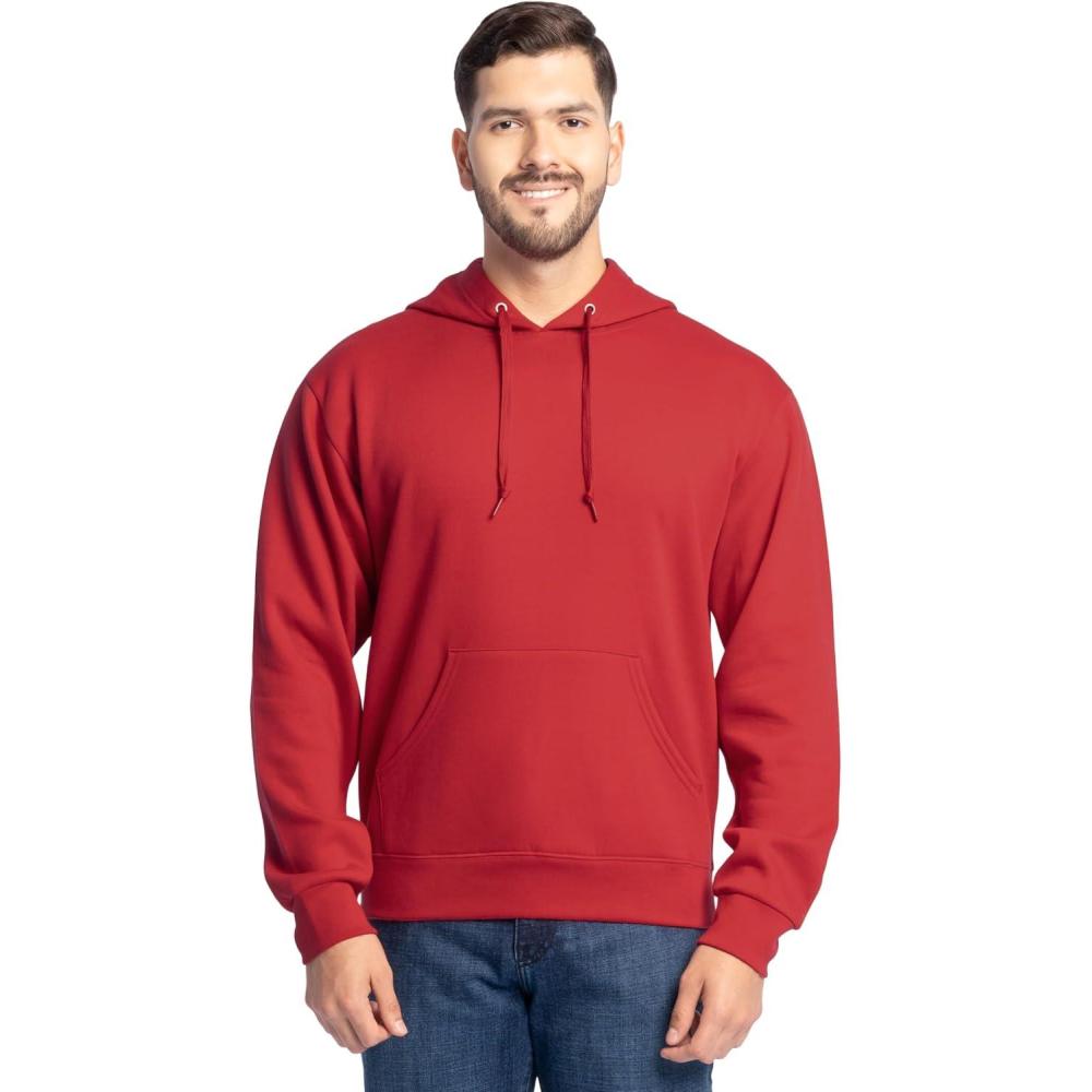 imageFruit of the Loom mens Eversoft Fleece Pullover Hooded Sweatshirt Moisture Wicking ampamp BreathableRed Pullover