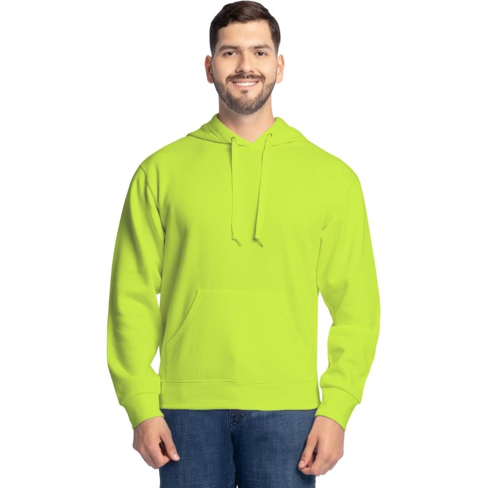 imageFruit of the Loom mens Eversoft Fleece Pullover Hooded Sweatshirt Moisture Wicking ampamp BreathableSafety Green Pullover