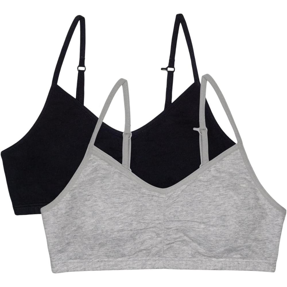 imageFruit of The Loom Girls Bra with Removable Cookies 2PackBlack HueHeather Grey