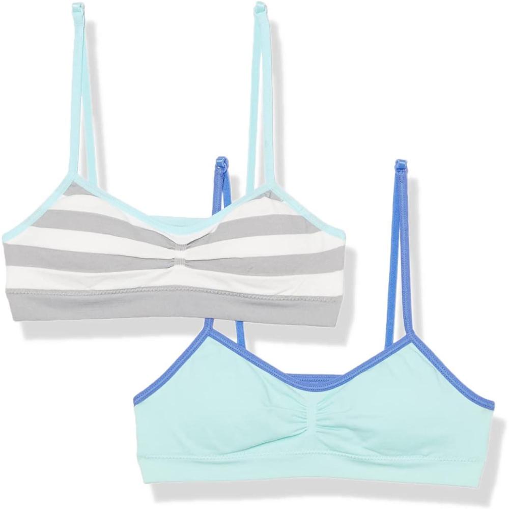imageFruit of The Loom Girls Bra with Removable Cookies 2PackMed StripeHot Lime