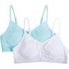 Fruit of The Loom Girls Bra with Removable Cookies, 2-Pack(White/Soft Blue)