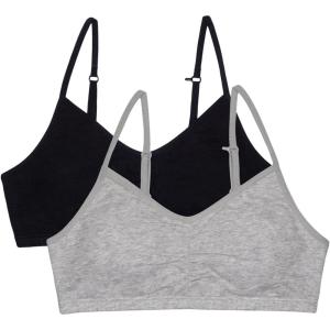 Fruit of The Loom Girls Bra with Removable Cookies, 2-Pack(Black Hue/Heather Grey)