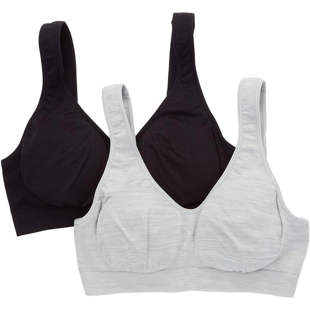 imageFruit of The Loom Womens Wireless Seamless BraBlack HueGrey Heather