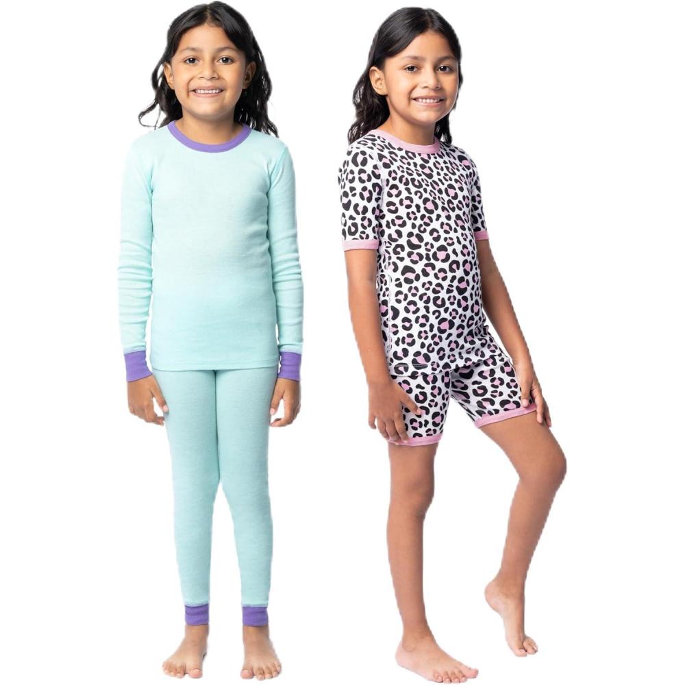 imageFruit of the Loom girls 4piece Tight Fit Pajama SetDahlia Purple