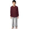 Fruit of the Loom boys Long Sleeve Jersey Henley Top and Fleece Pant Sleep Pajama Set(Cardinal/Grey Heather)