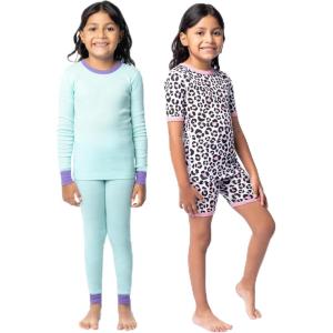 Fruit of the Loom girls 4-piece Tight Fit Pajama Set(Dahlia Purple)