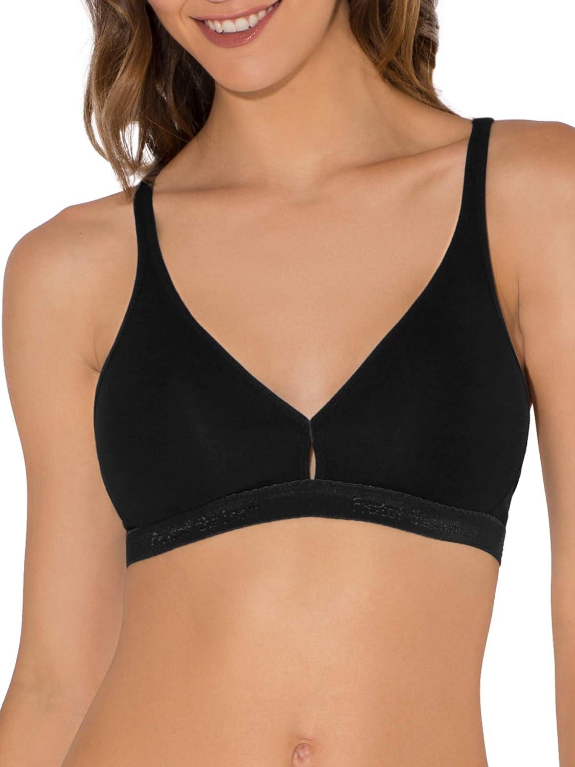 image:imageFruit of the Loom womens Wirefree Cotton BraletteBlack HueSand