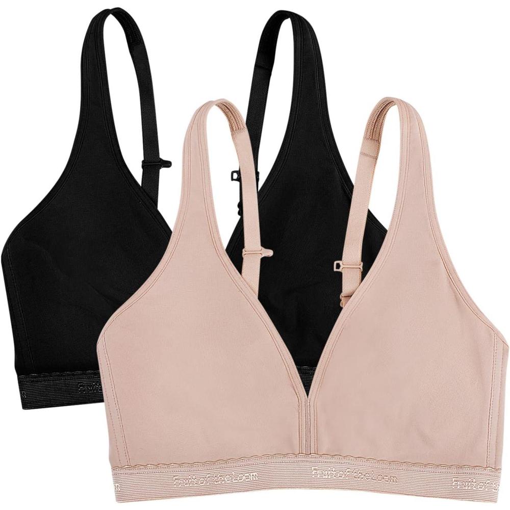 image:imageFruit of the Loom womens Wirefree Cotton BraletteBlack HueSand