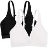Fruit of the Loom womens Wirefree Cotton Bralette(Black/White)