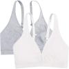 Fruit of the Loom womens Wirefree Cotton Bralette(Heather Grey/White)