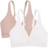 Fruit of the Loom womens Wirefree Cotton Bralette(Sand/White)