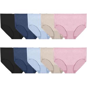 Fruit of the Loom womens 360° Stretch Underwear, High Performance Stretch for Effortless Comfort, Available in Plus Size(Cotton Blend – Plus Size Brief – 10 Pack – Pink/Nude/Blue/Black)