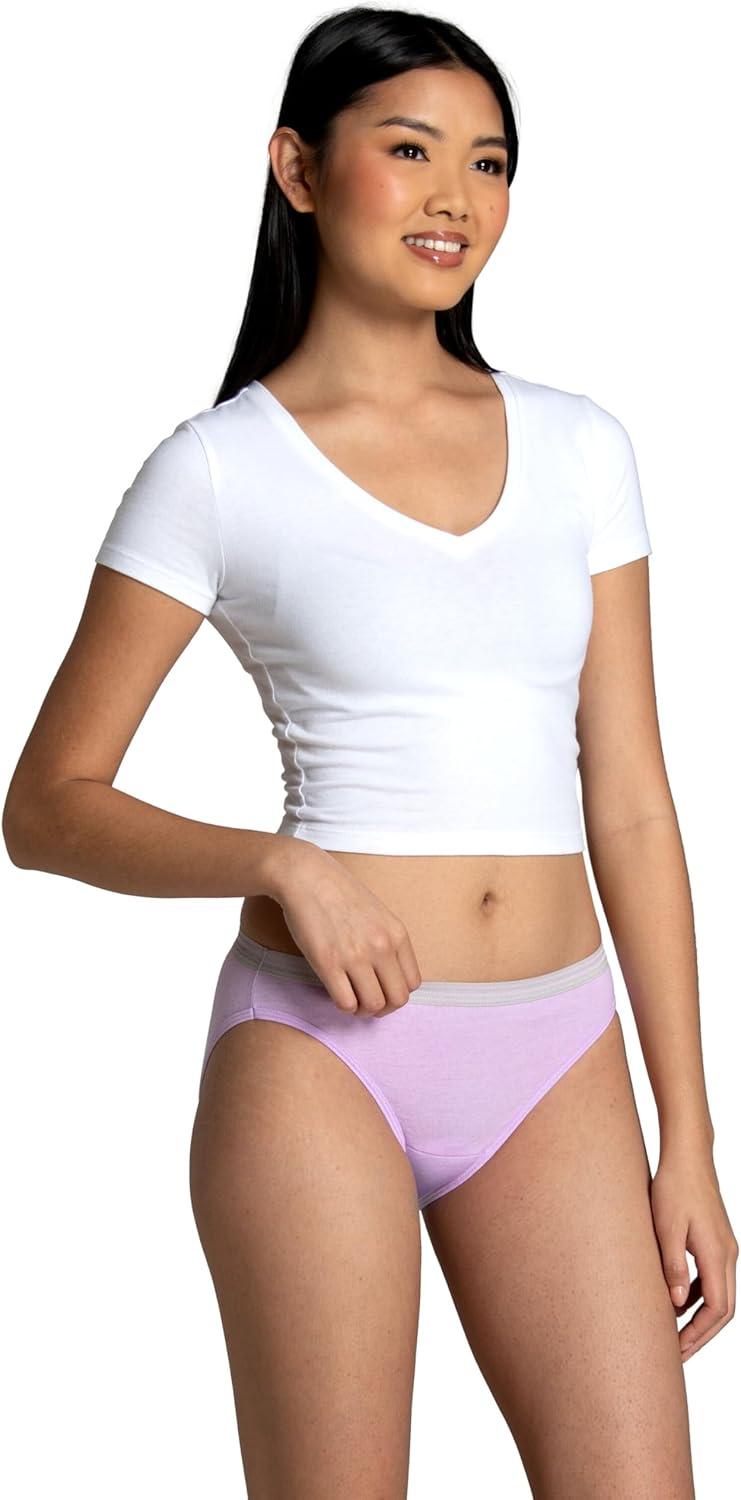 image:imageFruit of the Loom womens Eversoft Cotton Underwear Multipacks Tag Free amp Breathable Available in Plus SizeBikini GreyBluePurple