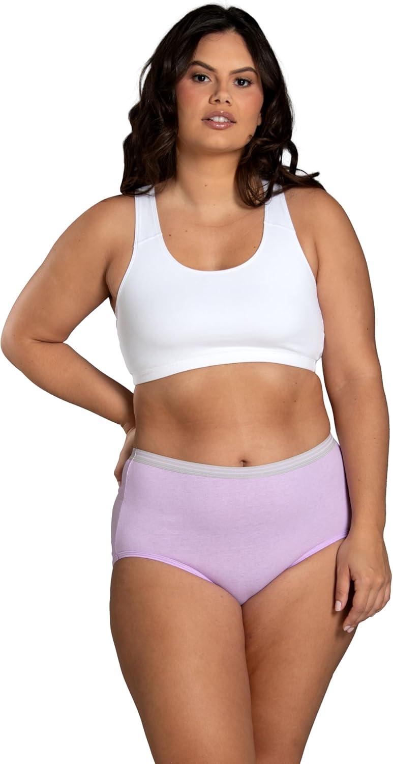 image:imageFruit of the Loom womens Eversoft Cotton Underwear Multipacks Tag Free amp Breathable Available in Plus SizeBrief GreyPinkBlue