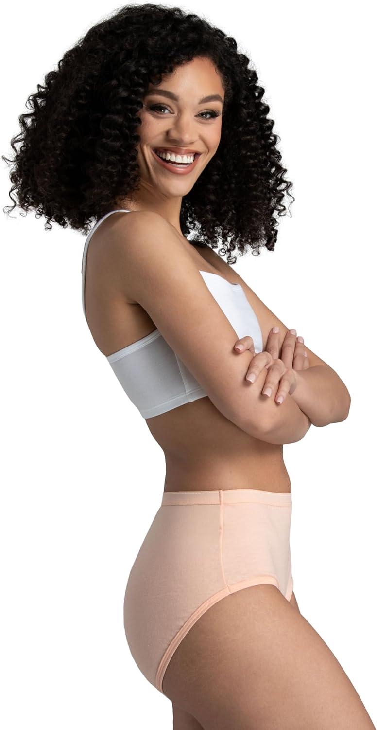 image:imageFruit of the Loom womens Eversoft Cotton Underwear Multipacks Tag Free amp Breathable Available in Plus SizeBrief WhitePinkNude