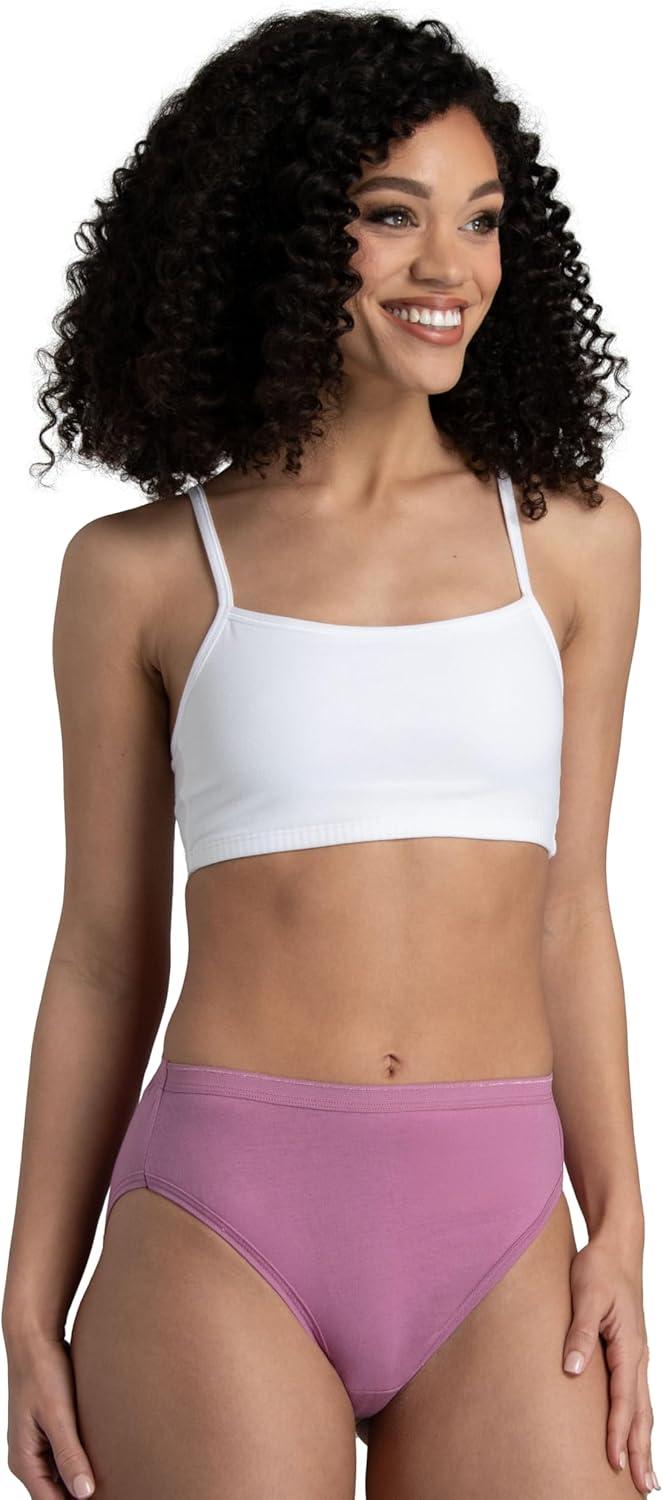 image:imageFruit of the Loom womens Eversoft Cotton Underwear Multipacks Tag Free amp Breathable Available in Plus SizeHi Cut NavyWhitePink