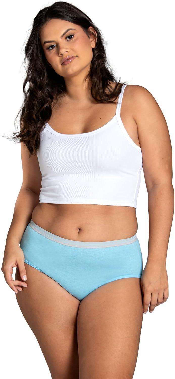 image:imageFruit of the Loom womens Eversoft Cotton Underwear Multipacks Tag Free amp Breathable Available in Plus SizeLow Rise Brief GreyPinkBlue