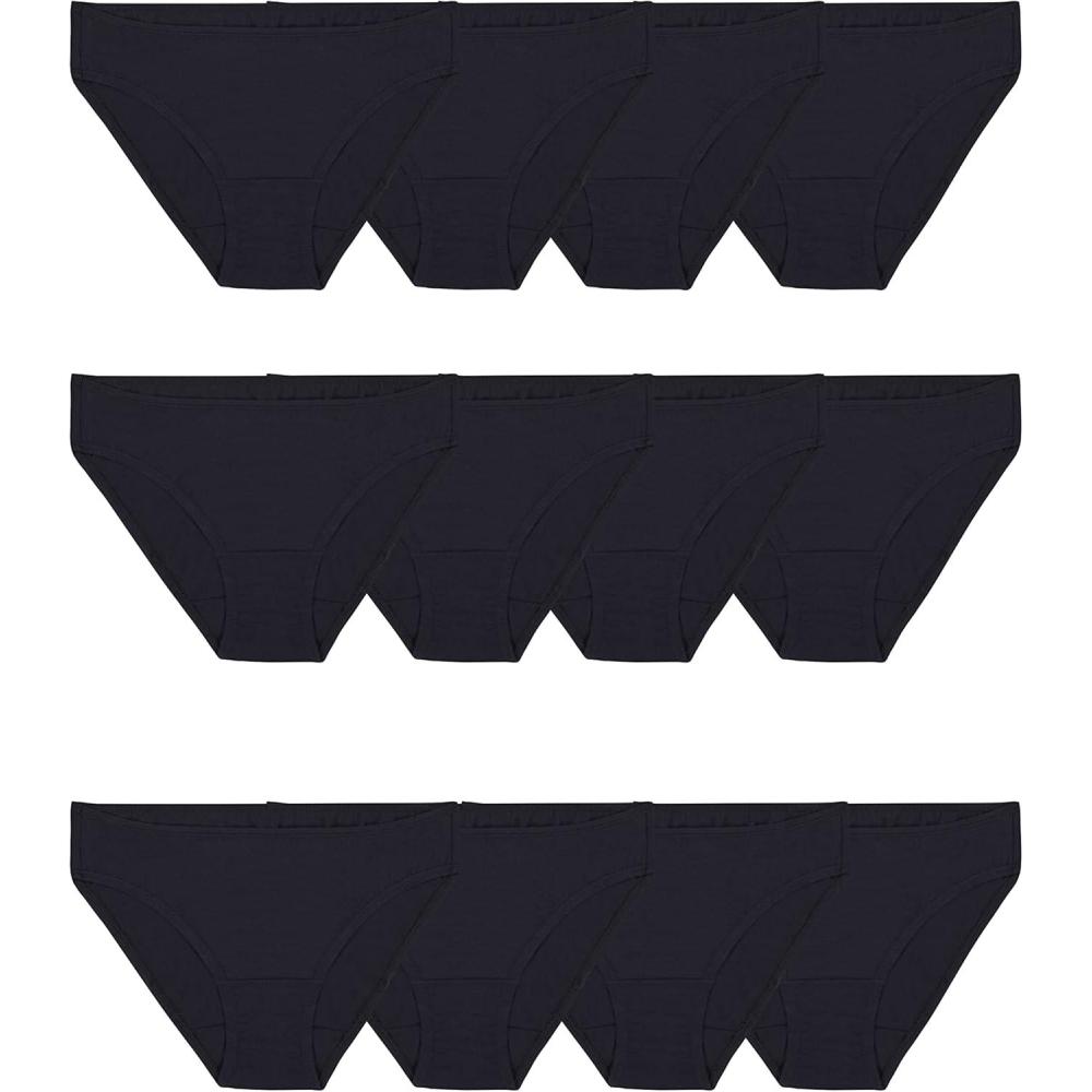 image:imageFruit of the Loom womens Eversoft Cotton Underwear Multipacks Tag Free amp Breathable Available in Plus SizeBikini Black