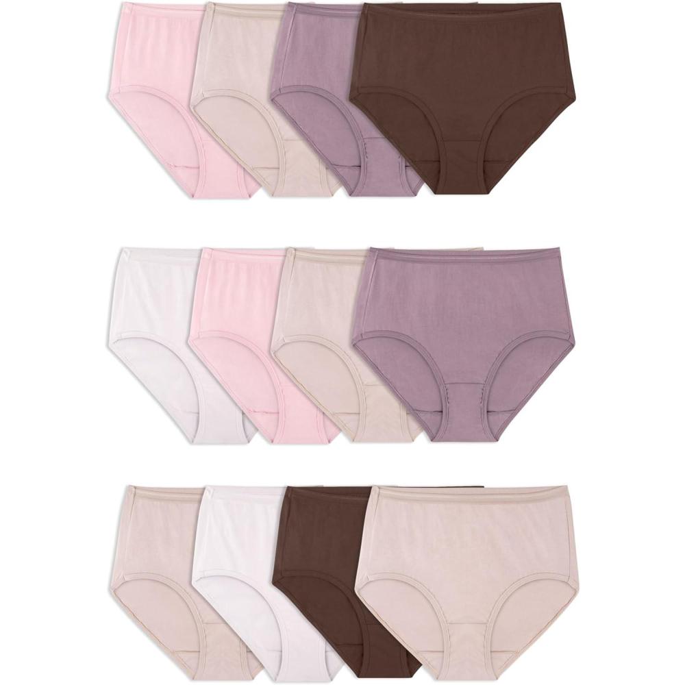 image:imageFruit of the Loom womens Eversoft Cotton Underwear Multipacks Tag Free amp Breathable Available in Plus SizeBrief Assorted Body Tones