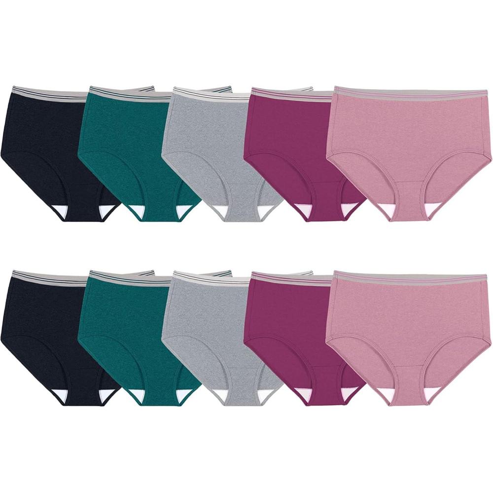 image:imageFruit of the Loom womens Eversoft Cotton Underwear Multipacks Tag Free amp Breathable Available in Plus SizeBrief Assorted Colors May Vary