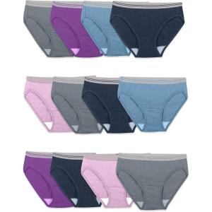 Fruit of the Loom womens Eversoft Cotton Underwear Multipacks, Tag Free & Breathable, Available in Plus Size(Bikini – Grey/Blue/Purple)