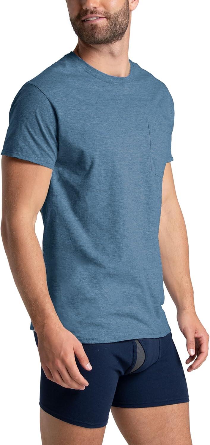 image:imageFruit of The Loom Mens Pocket Tee Undershirts Moisture Wicking amp Tag Free Short Sleeve Pocket TShirtsAssorted Earth Tones  3 Pack  Pocket