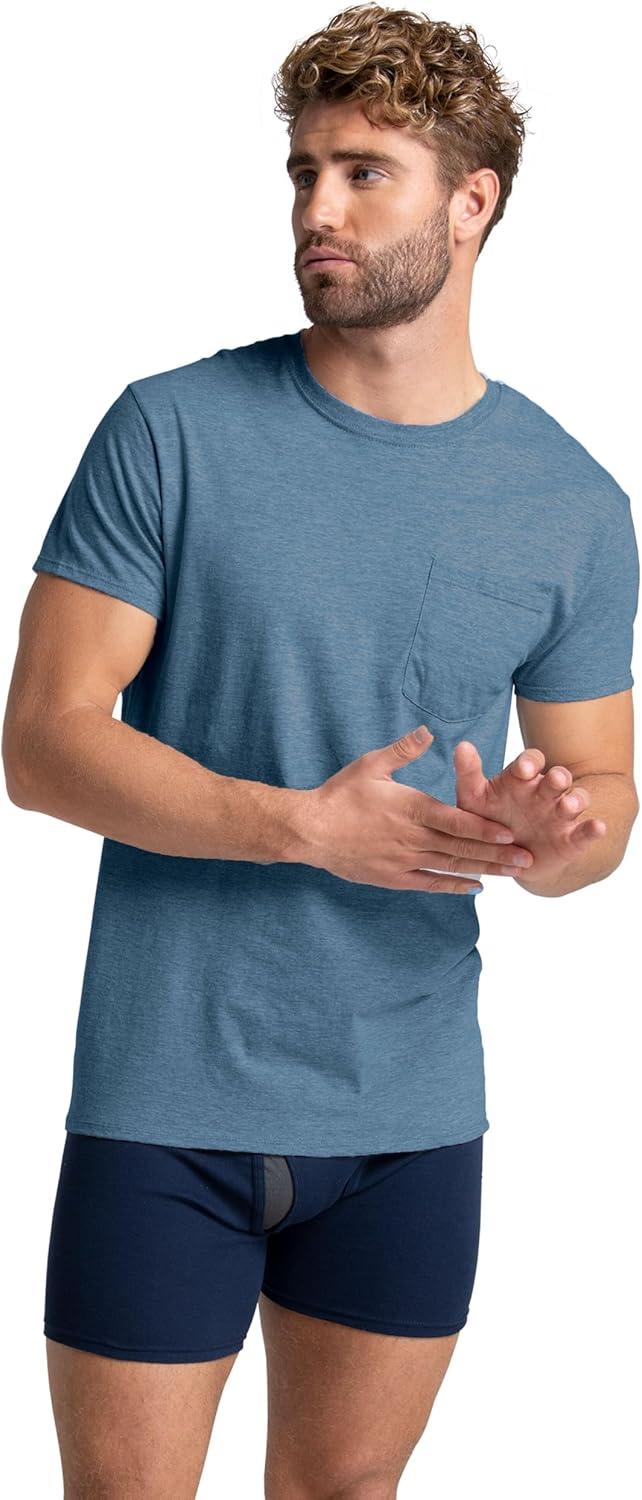 image:imageFruit of The Loom Mens Pocket Tee Undershirts Moisture Wicking amp Tag Free Short Sleeve Pocket TShirtsAssorted Earth Tones  3 Pack  Pocket