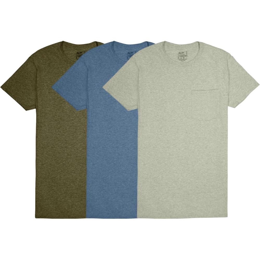 image:imageFruit of The Loom Mens Pocket Tee Undershirts Moisture Wicking amp Tag Free Short Sleeve Pocket TShirtsAssorted Earth Tones 3 Pack Pocket