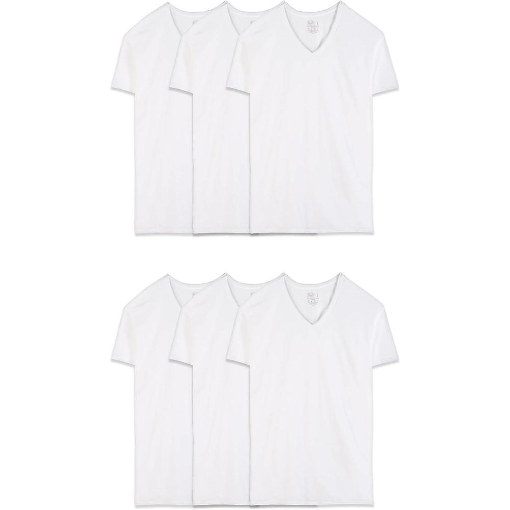 image:imageFruit of The Loom Mens VNeck Undershirts Moisture Wicking amp Tag Free Also Available in Tall SizesWhite  6 Pack