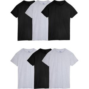 Fruit of The Loom Men’s Crew Tee Undershirts, Moisture Wicking & Tag Free, Also Available in Big & Tall(Black/Grey – 6 Pack)