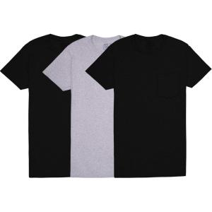 Fruit of The Loom Mens Pocket Tee Undershirts, Moisture Wicking & Tag Free, Short Sleeve Pocket T-Shirts(Black/Grey – 3 Pack – Pocket)