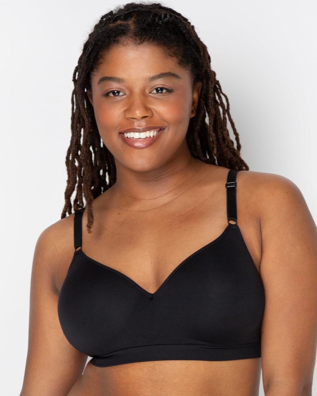 image:imageFruit of The Loom Womens 2Pack Seamless WireFree PushUp Bra Soft Comfortable amp SupportiveBlack HueWhite 2pack